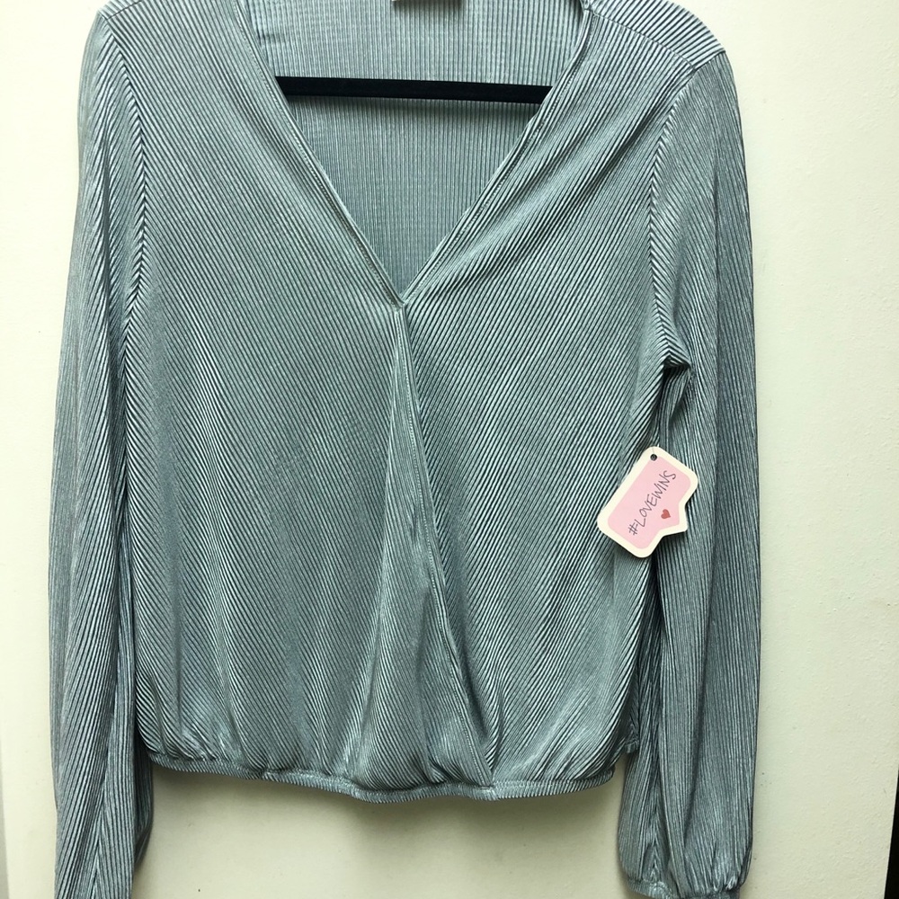 v neck light green blouse